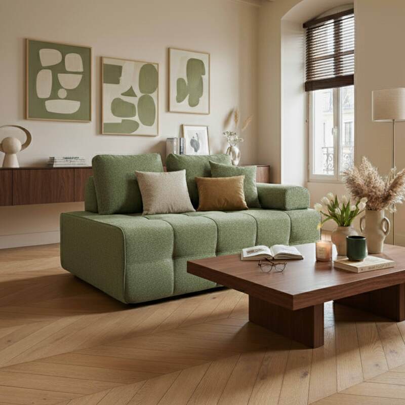 Linker Sessel für modulares sofa aus stoff mit Kissen