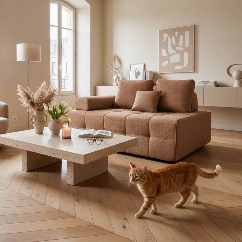 Rechter Sessel für modulares Sofa aus stoff mit Kissen