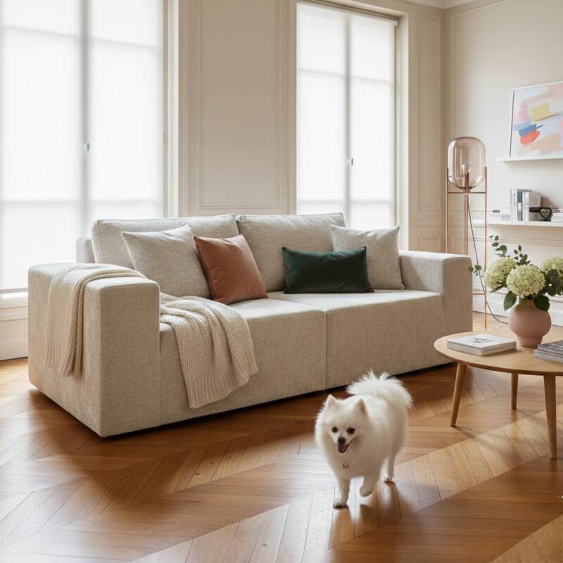 Modulares Sofa 2-Sitzer aus Stoff mit Kissen