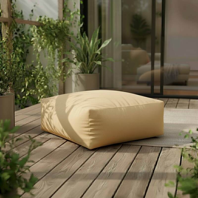 Modulare Gartenmöbel für 5 Personen bestehend aus 2 Kaminstühlen, 1 Ecksessel, 1 Chaiselongue und 1 Hocker im gestreiften Design (6/8)