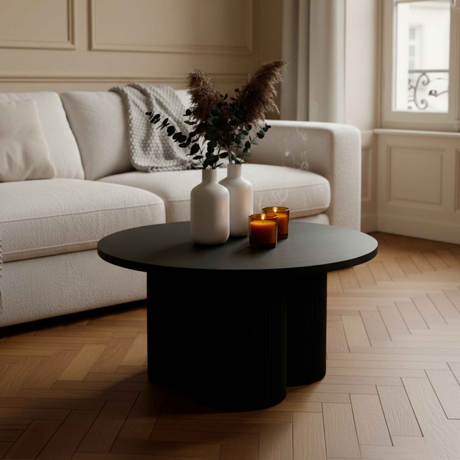 Couchtisch rund, in Holzoptik, Ø80 x 45 cm