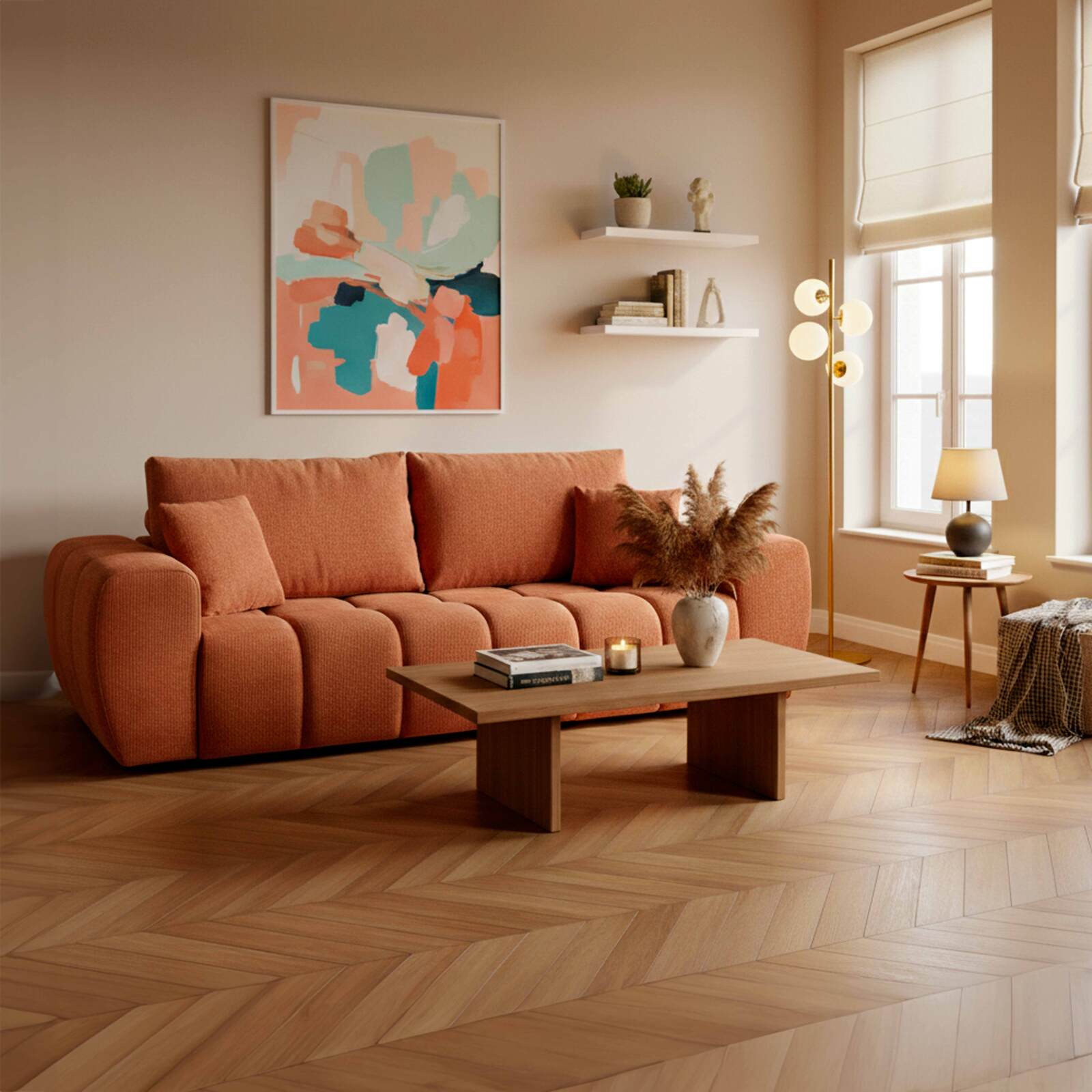 Sofa 3-Sitzer aus Stoff mit Kissen