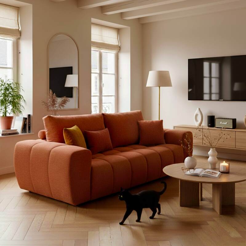 Sofa 3-Sitzer aus Stoff mit Kissen