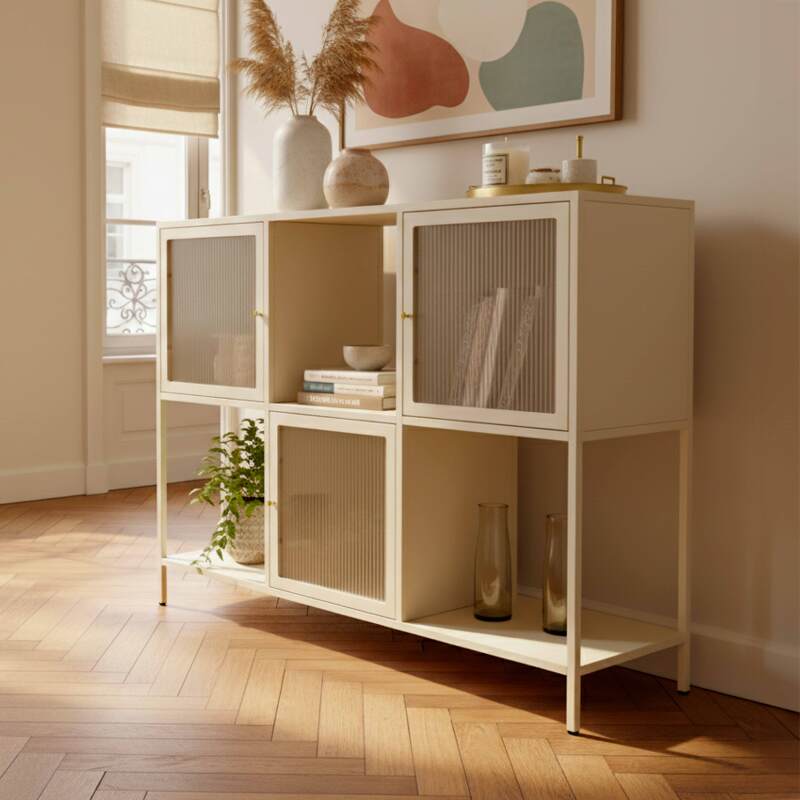 Sideboard aus Metall, 3 Türen, 120 cm