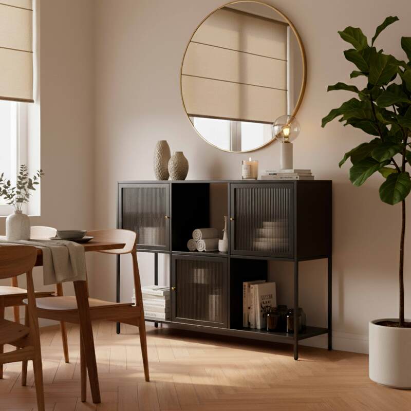 Sideboard aus Metall, 3 Türen, 120 cm