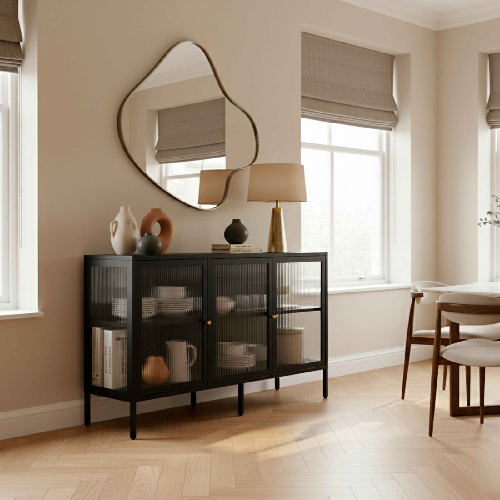 Sideboard aus Metall, 3 Türen, 140 cm