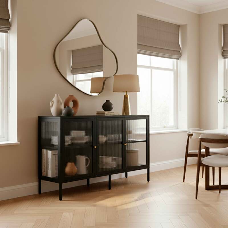 Sideboard aus Metall, 3 Türen, 140 cm