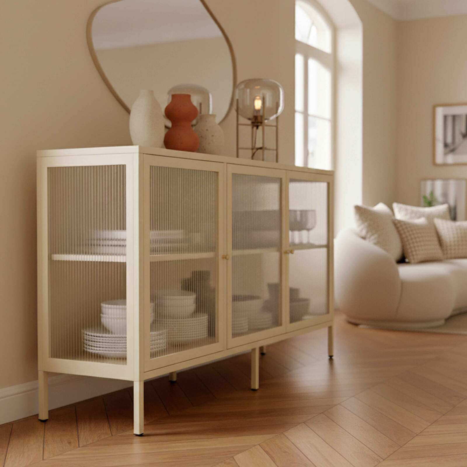 Sideboard aus Metall, 3 Türen, 140 cm