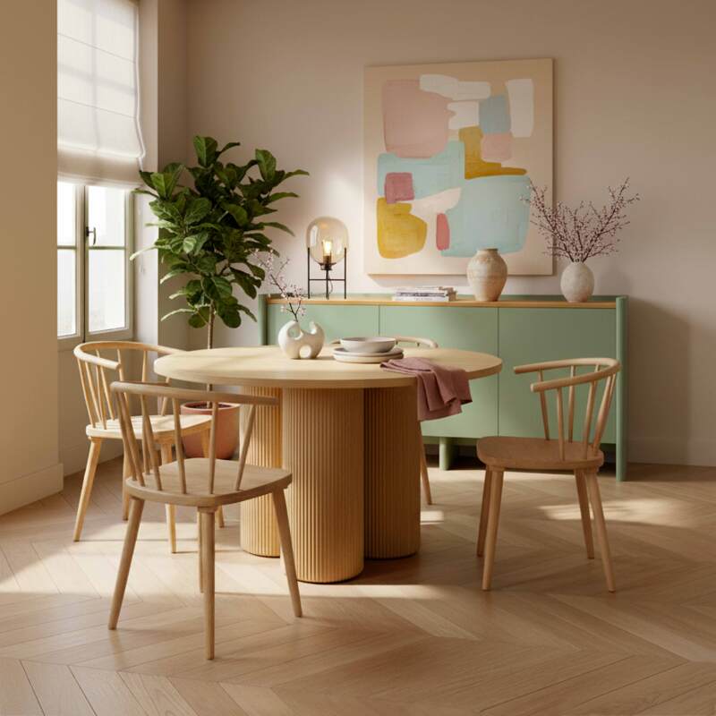 Esstisch rund, in Holzoptik für 4 Personen