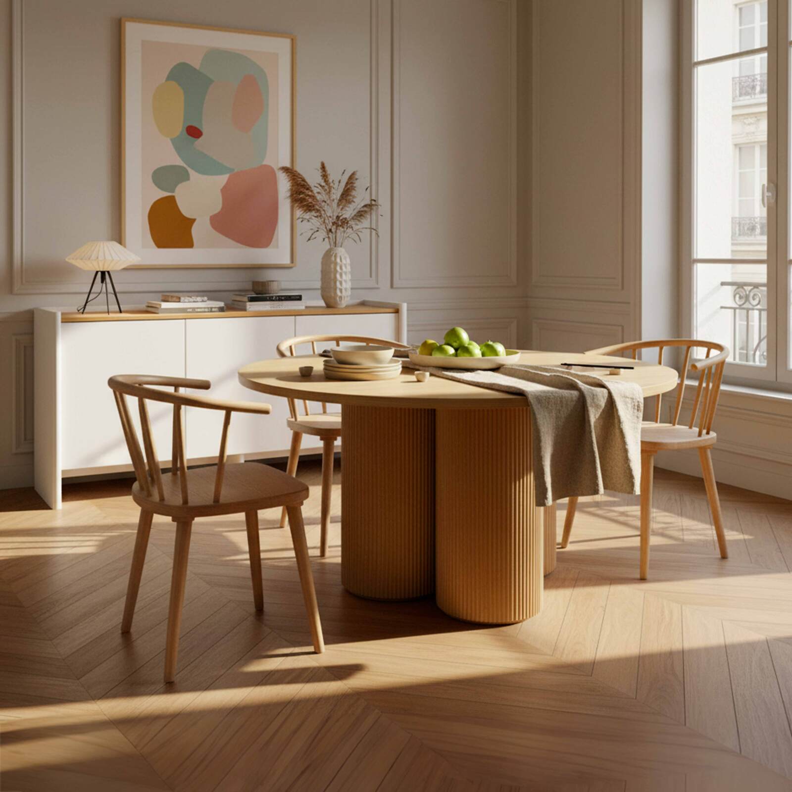 Esstisch rund, in Holzoptik für 4 Personen