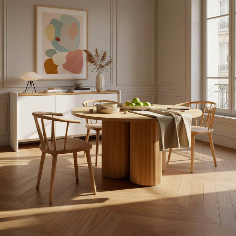 Esstisch rund, in Holzoptik für 4 Personen