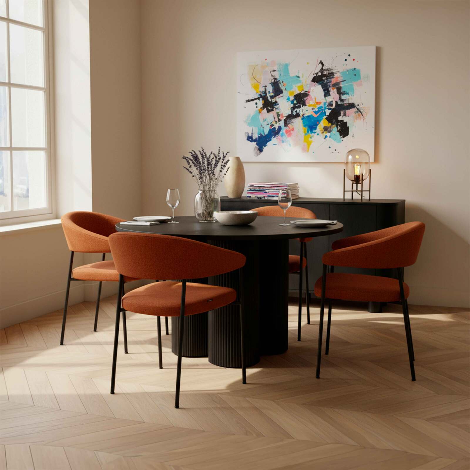 Esstisch rund, in Holzoptik für 4 Personen