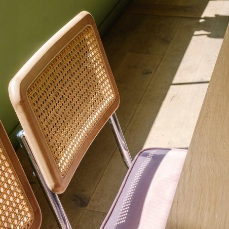 Stühle aus Samt und Metall mit Rückenlehne im Rohrgeflecht-Stil - 2er-Set (4/7)