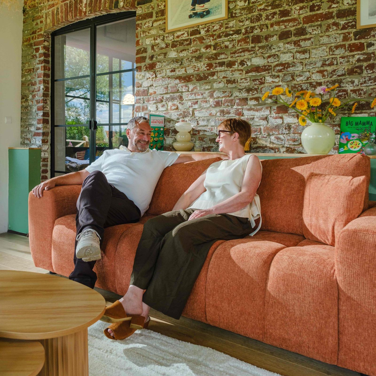 Sofa 3-Sitzer aus Stoff mit Kissen