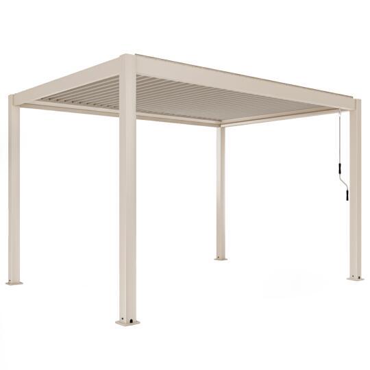 Manuell Freistehend Pergola 4x3 m aus Aluminium creme