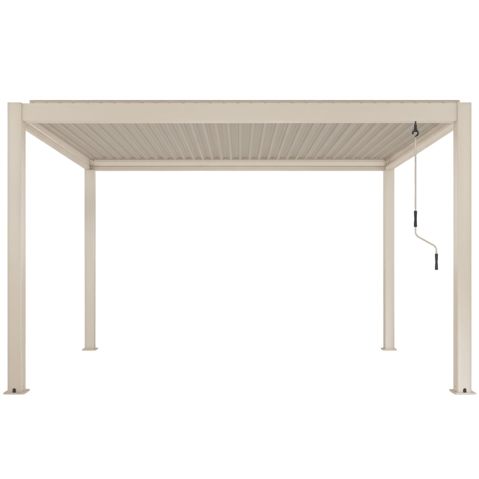 Manuell Freistehend Pergola 4x3 m aus Aluminium creme
