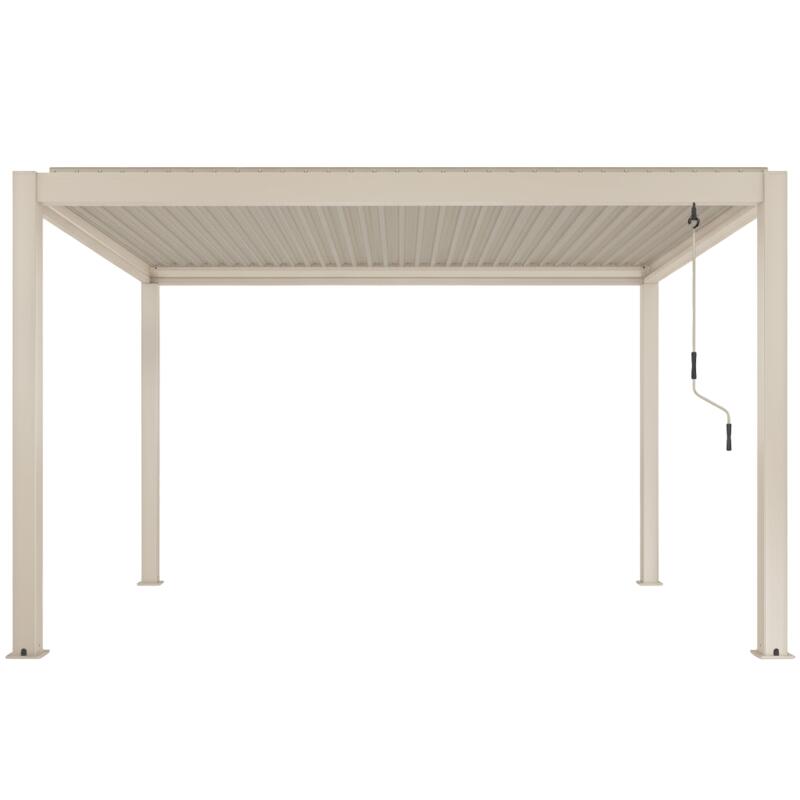 Manuell Freistehend Pergola 4x3 m aus Aluminium creme