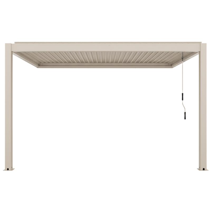 Manuell Wand-Pergola 4x3 m aus Aluminium creme