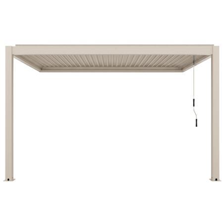 Manuell Wand-Pergola 4x3 m aus Aluminium creme