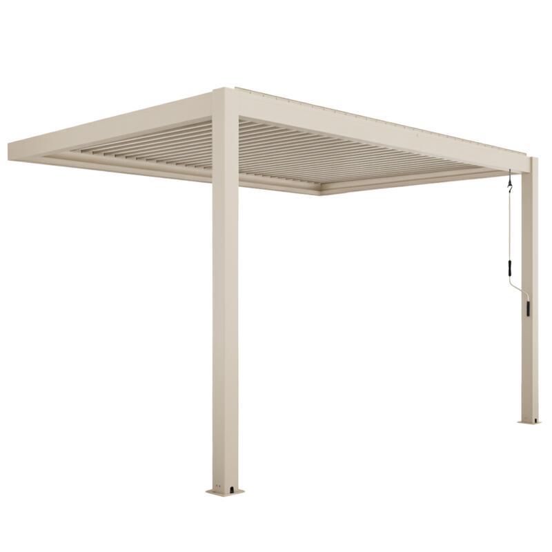 Manuell Wand-Pergola 4x3 m aus Aluminium creme