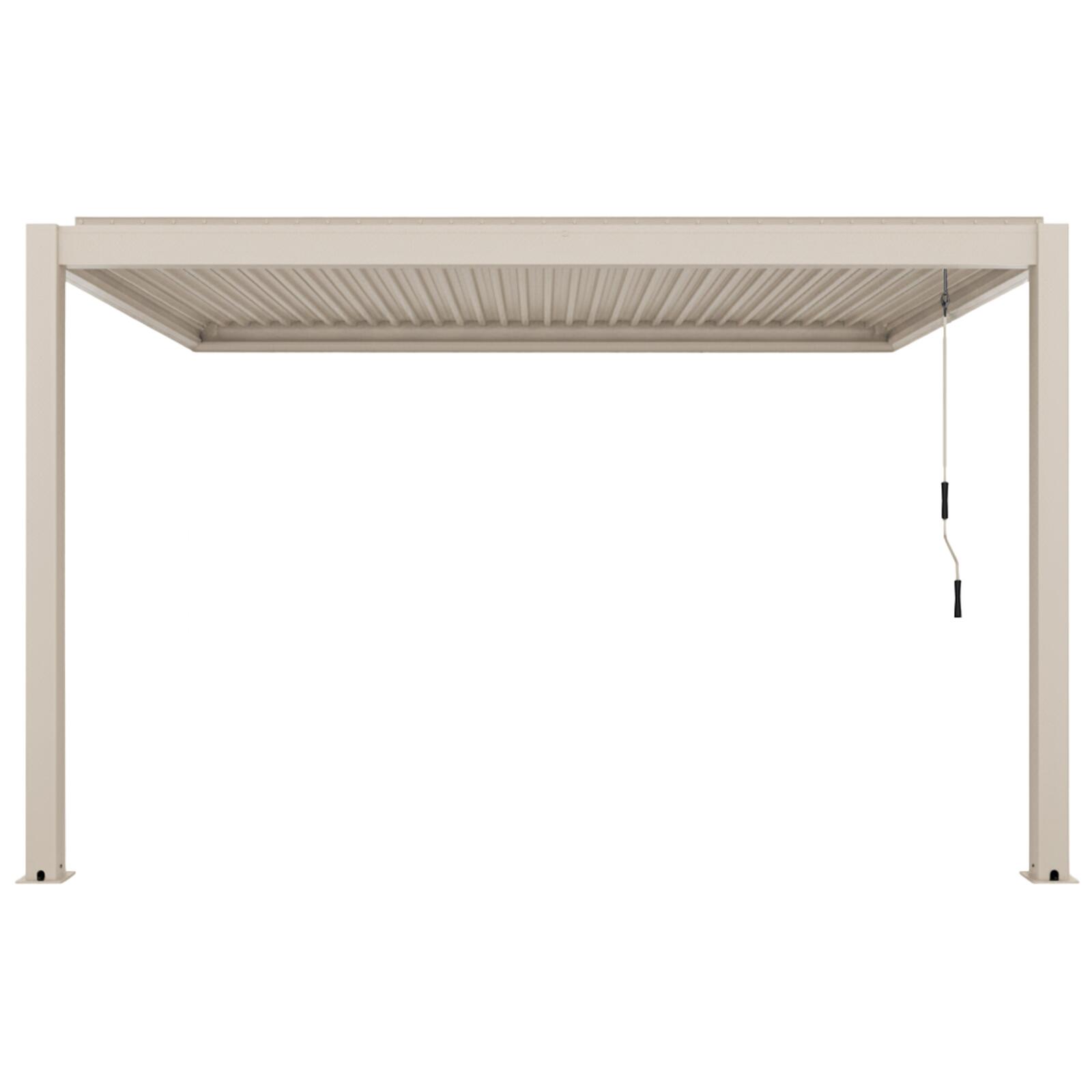 Manuell Wand-Pergola 4x3 m aus Aluminium creme mit Markise