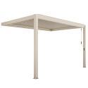 Manuell Wand-Pergola 4x3 m aus Aluminium creme mit Markise