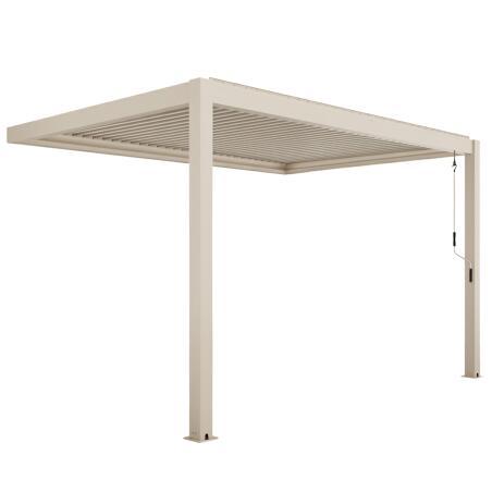 Manuell Wand-Pergola 4x3 m aus Aluminium creme mit Markise (3/5)