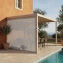 Manuell Wand-Pergola 4x3 m aus Aluminium creme mit Markise - Lifestyle