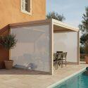Manuell Wand-Pergola 4x3 m aus Aluminium creme mit Markise - Lifestyle