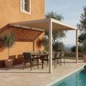 Manuell Wand-Pergola 4x3 m aus Aluminium creme mit Markise