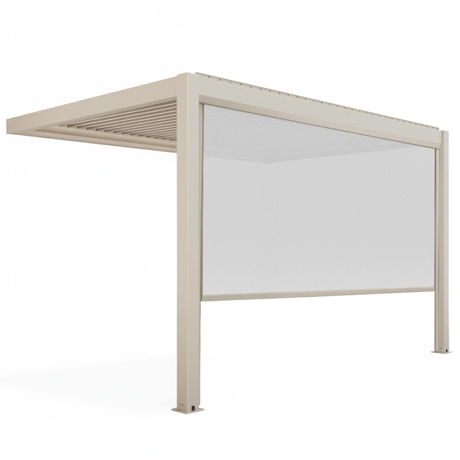 Manuell Wand-Pergola 4x3 m aus Aluminium creme mit Markise