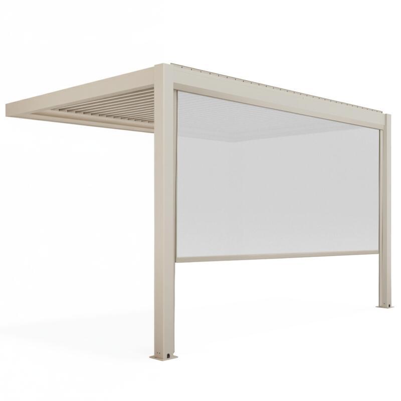 Manuell Wand-Pergola 4x3 m aus Aluminium creme mit Markise