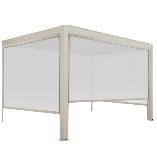 Manuell Wand-Pergola 4x3 m aus Aluminium creme mit Markise