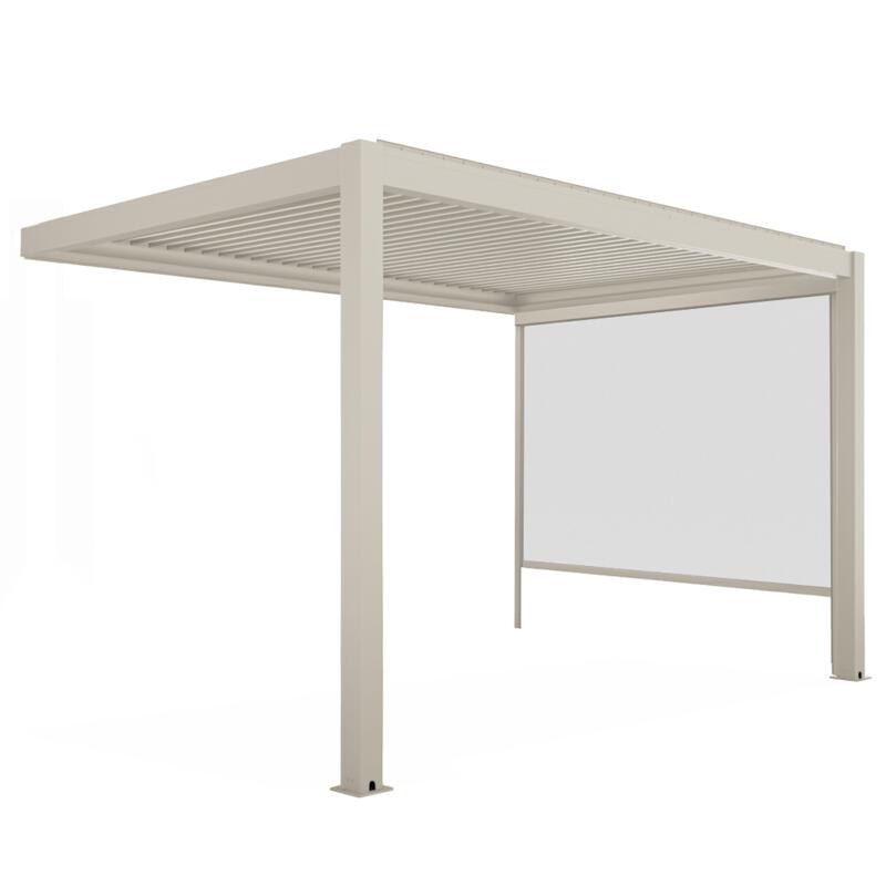 Manuell Wand-Pergola 4x3 m aus Aluminium creme mit Markise