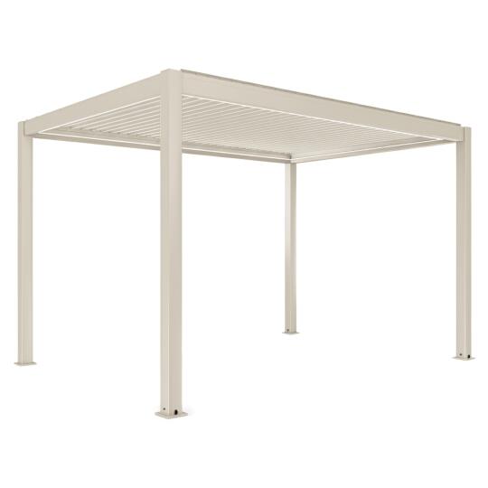 Motorisierte Freistehend Pergola 4x3 m aus Aluminium creme mit LED-Beleuchtung 