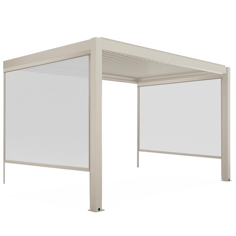 Manuell Wand-Pergola 4x3 m aus Aluminium creme mit Markise