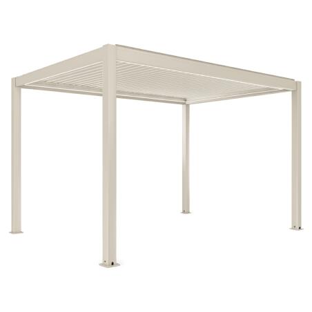 Motorisierte Freistehend Pergola 4x3 m aus Aluminium creme mit LED-Beleuchtung und mit Markise (5/6)