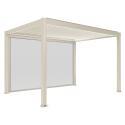 Motorisierte Freistehend Pergola 4x3 m aus Aluminium creme mit LED-Beleuchtung und mit Markise