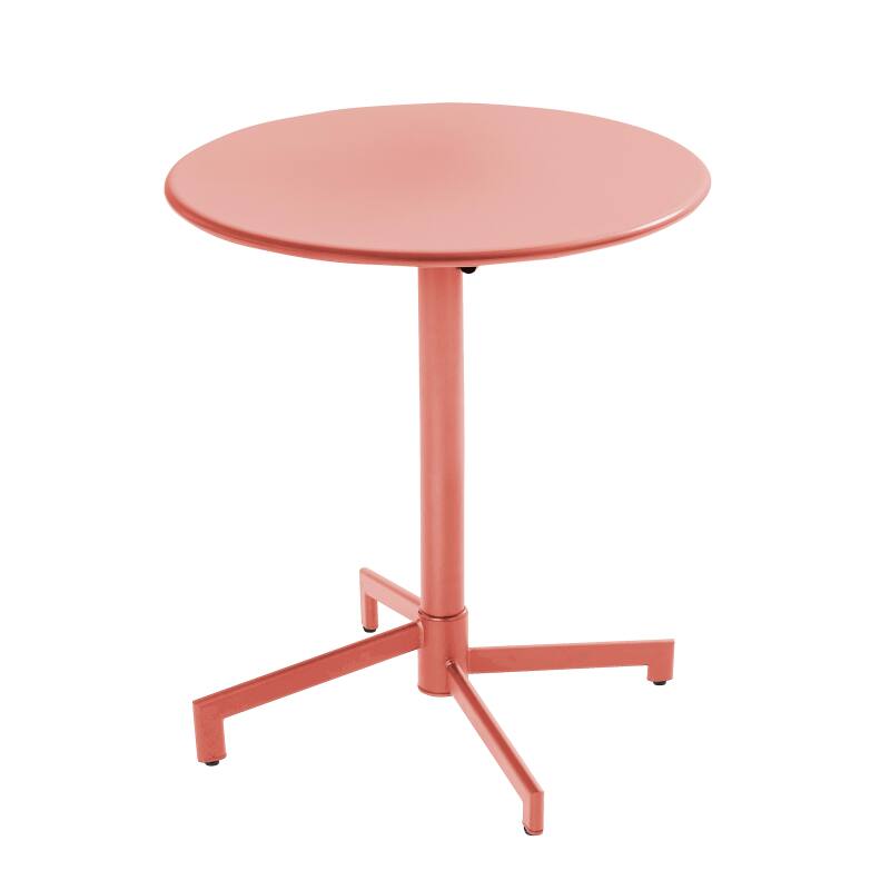 Gartentisch Bistro-Stil Rund verstellbarer aus Metall, 4 Personen, Ø70x72 cm