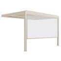 Motorisierte Wand-Pergola 4x3 m aus Aluminium creme mit LED-Beleuchtung mit Markise