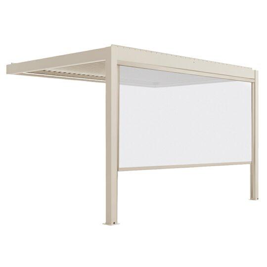 Motorisierte Wand-Pergola 4x3 m aus Aluminium creme mit LED-Beleuchtung mit Markise | Oviala