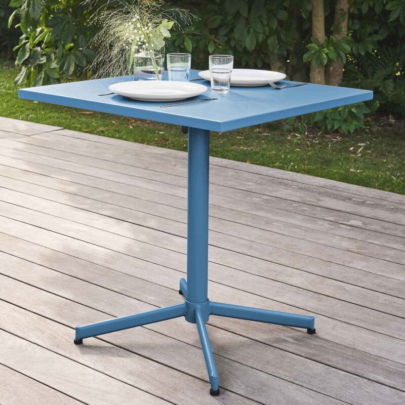 Gartentisch Quadratisch verstellbarer aus Metall, 4 Personen, 70x70 cm