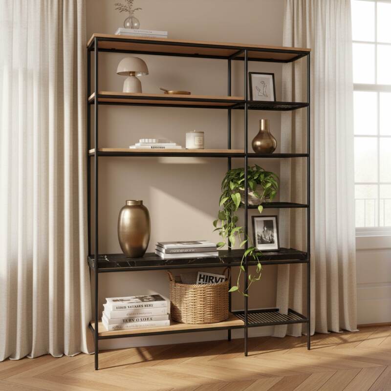 Marmorbibliothek mit Metall, 162 x 109 cm 