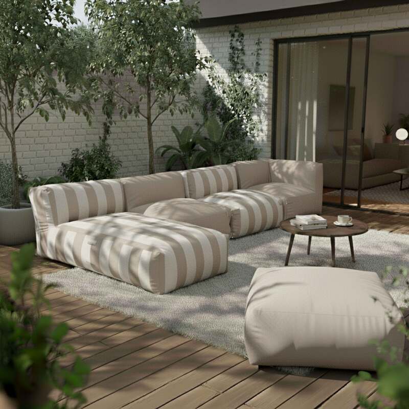 Chaiselongue im gestreiften Design für ein modulares Outdoor-Sofa (5/6)