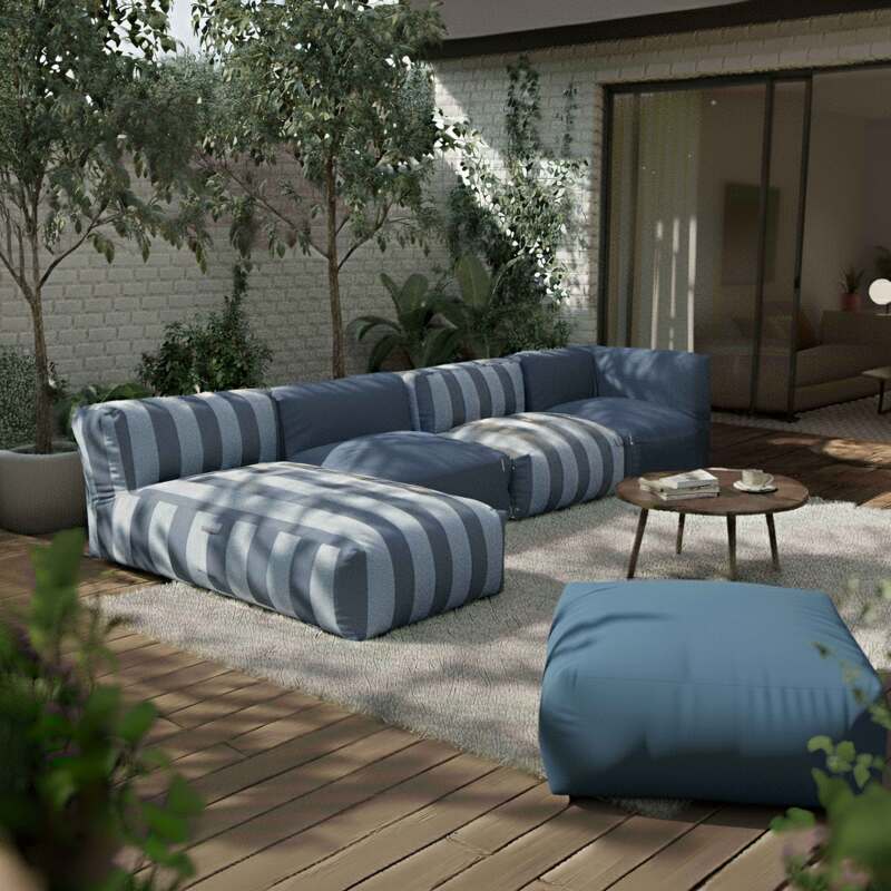 Sessel im gestreiften Design für ein modulares Outdoor-Sofa (5/6)