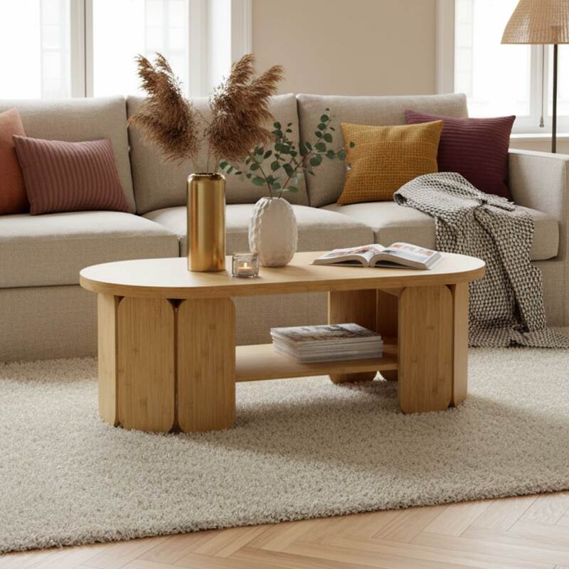 Couchtisch oval, in Naturoptik, 110x50 cm