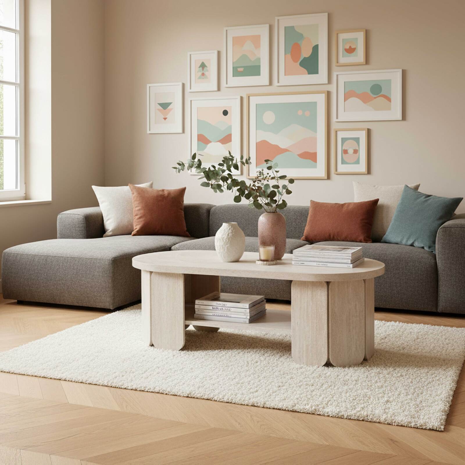 Couchtisch oval, in Naturoptik, 110x50 cm