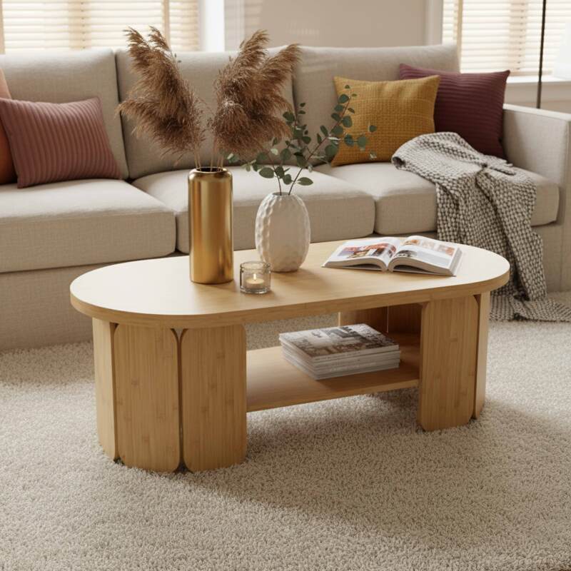 Couchtisch oval, in Naturoptik, 110x50 cm (2/6)