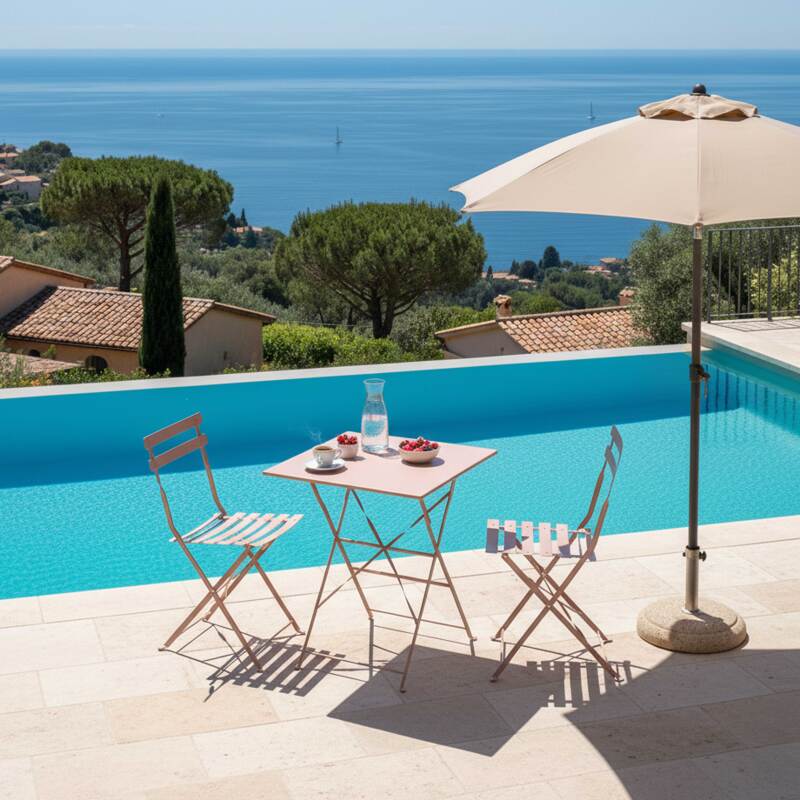 Gartentisch Bistro-Stil Quadratisch klappbarer aus Metall, 2 Personen, 60x60 cm (4/5)