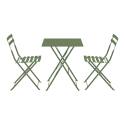 Gartentisch im Bistro-Stil, quadratisch, klappbar, aus Metall, 60x60 cm, und 2 Stühle klappbar